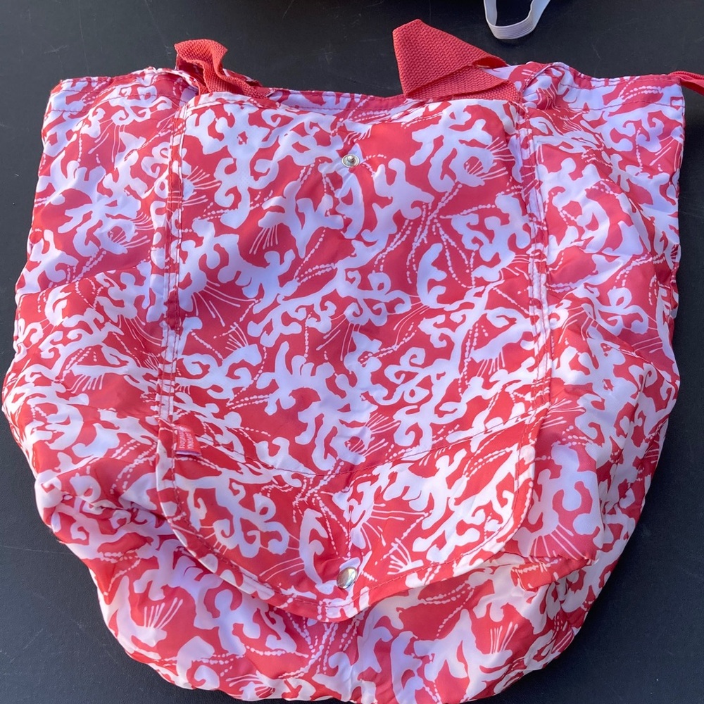 California innovations Insulated Pink and White Market Tote Bag Foldable